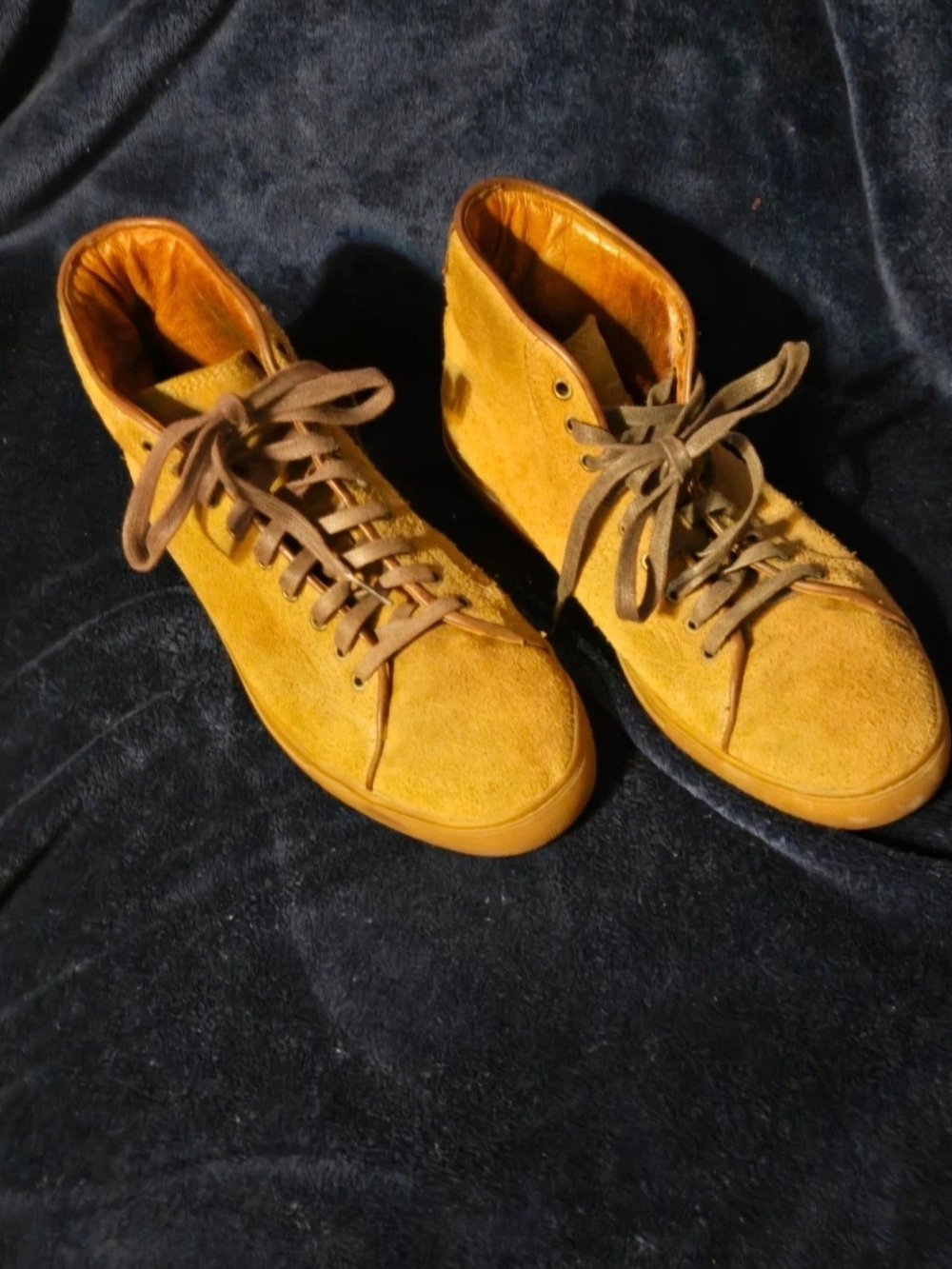 Men's High-Top Suede Sneakers in Mustard Yellow